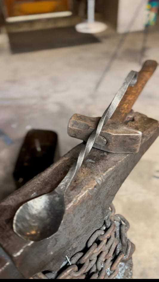 Hand forged kitchen spoon