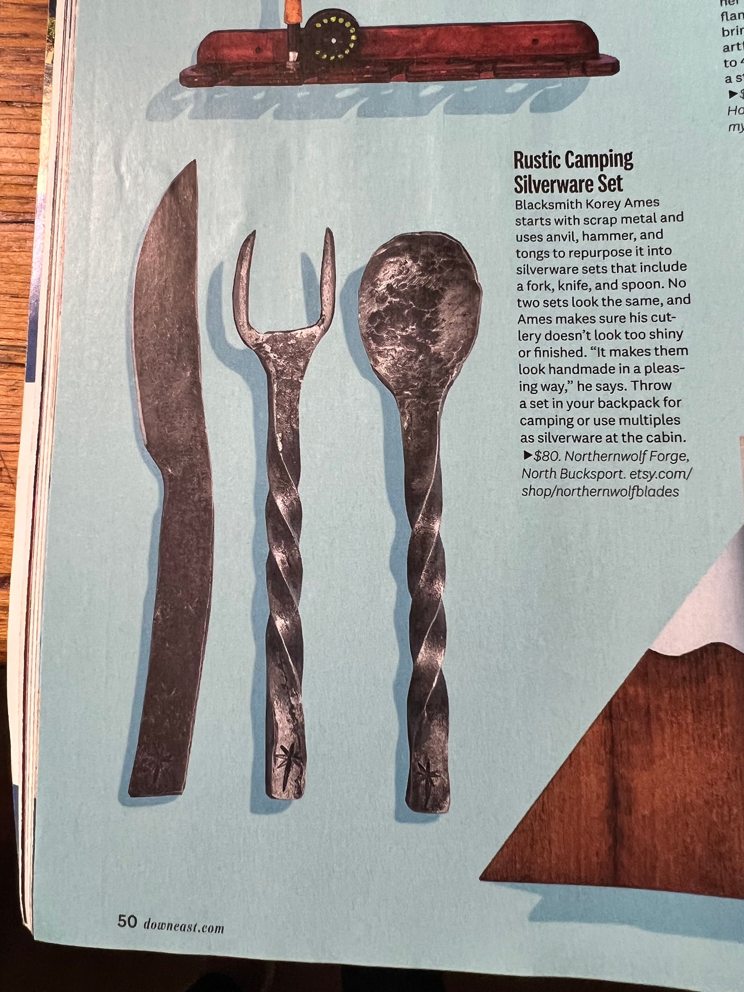 Rustic camping silverware set